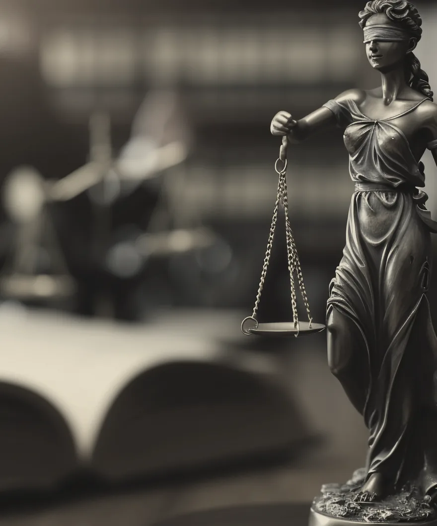 Scales of justice in a law library